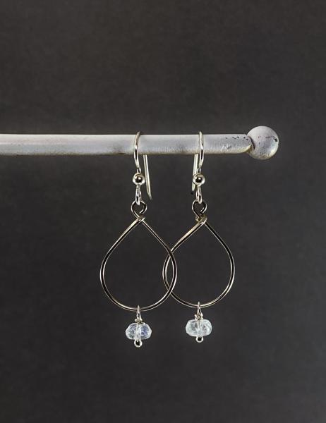 Sterling silver teardrop earrings with rainbow moonstone picture