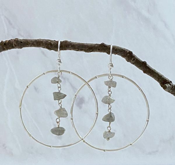 Sterling silver forged earrings with labradorite picture