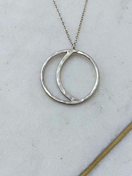 Sterling silver forged moon necklace