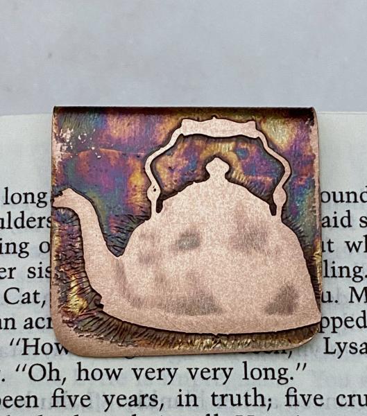 Acid etched copper teapot bookmark