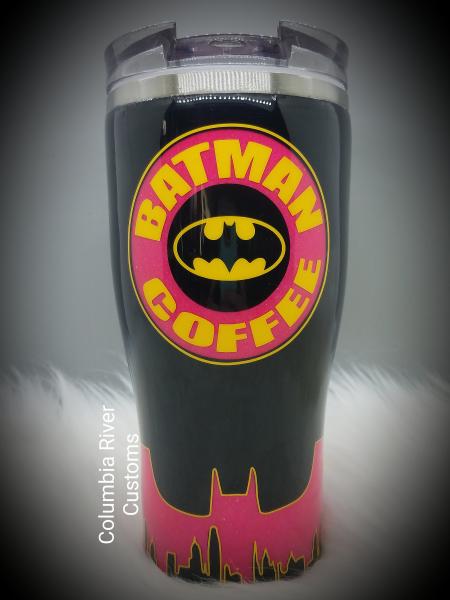 Bright Pink Batman Glitter Tumbler picture