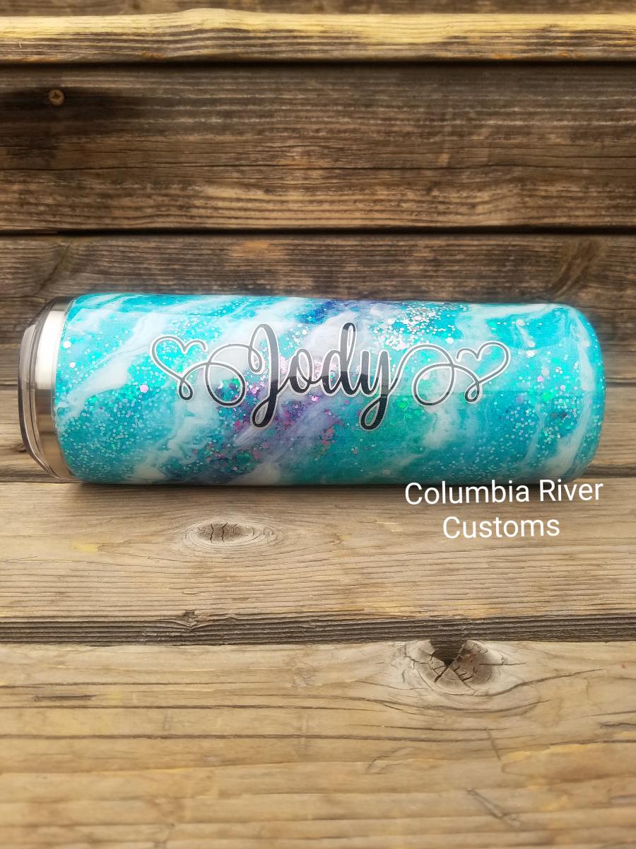 I Crochet Because Punching People is Frowned Upon Glitter Milky Way Tumbler picture