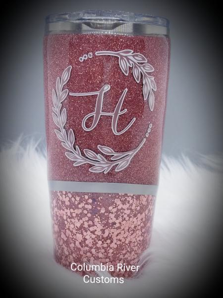 Rose Gold Glitter Tumbler She is Clothed with Strength picture