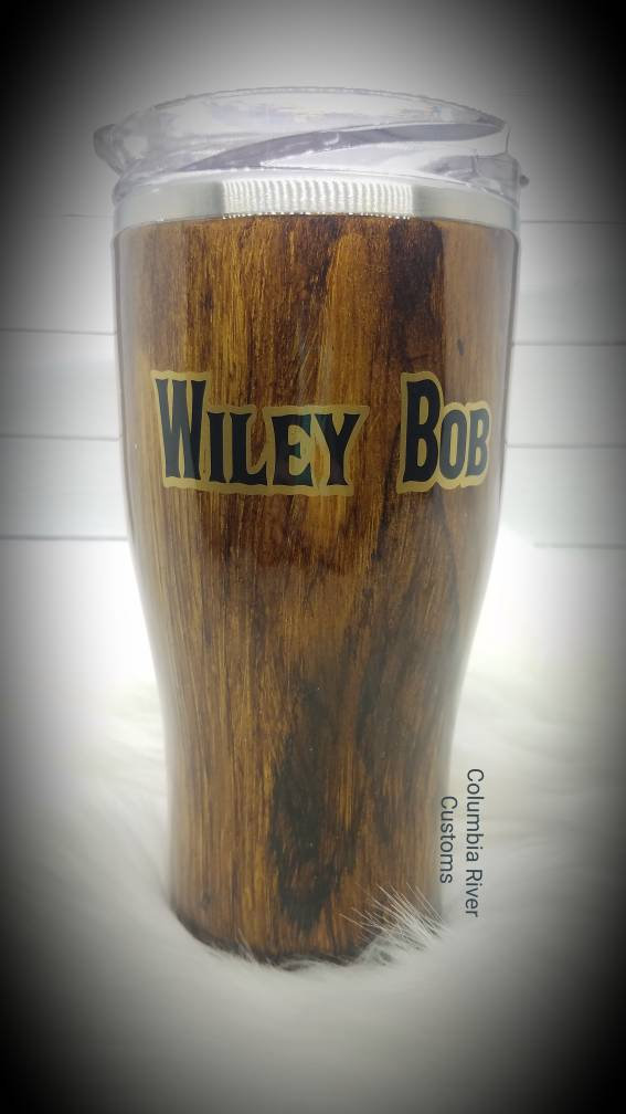 Single Action Shooting Society SASS Woodgrain Tumbler with Wanted Sign picture