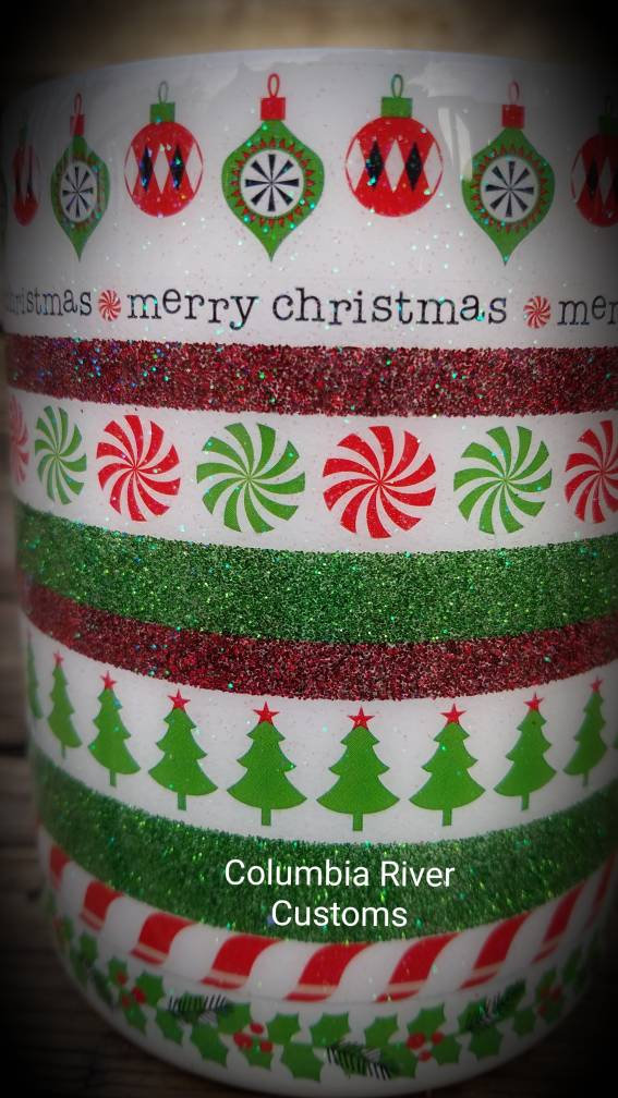 Christmas Ornaments and Stripes Mug picture