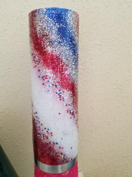 Flowing American Colors and Stars Glitter Tumbler picture