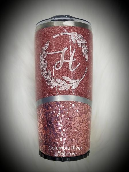 Rose Gold Glitter Tumbler She is Clothed with Strength picture