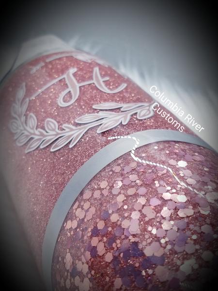 Rose Gold Glitter Tumbler She is Clothed with Strength picture