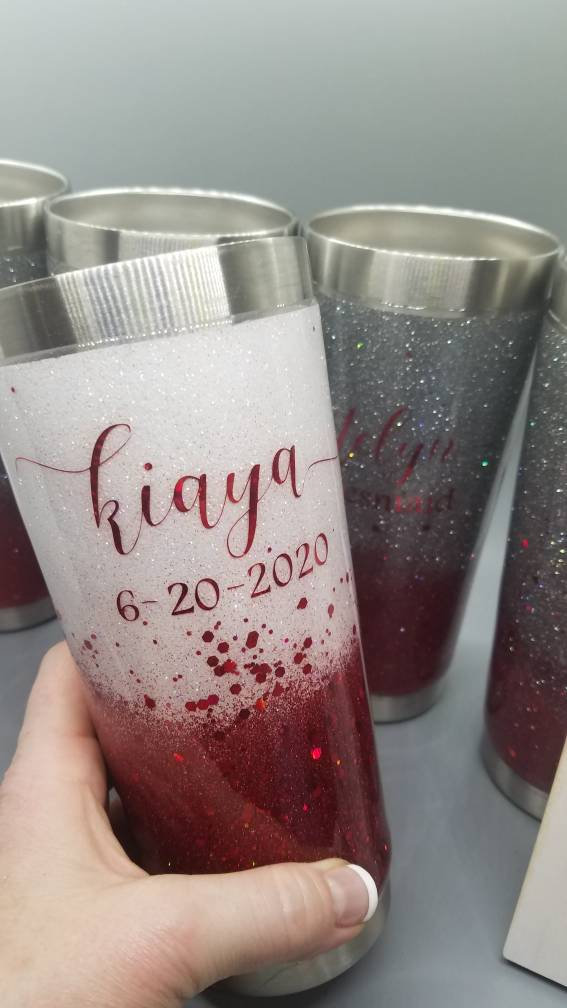 Bridesmaid Glitter Tumblers in Your Colors