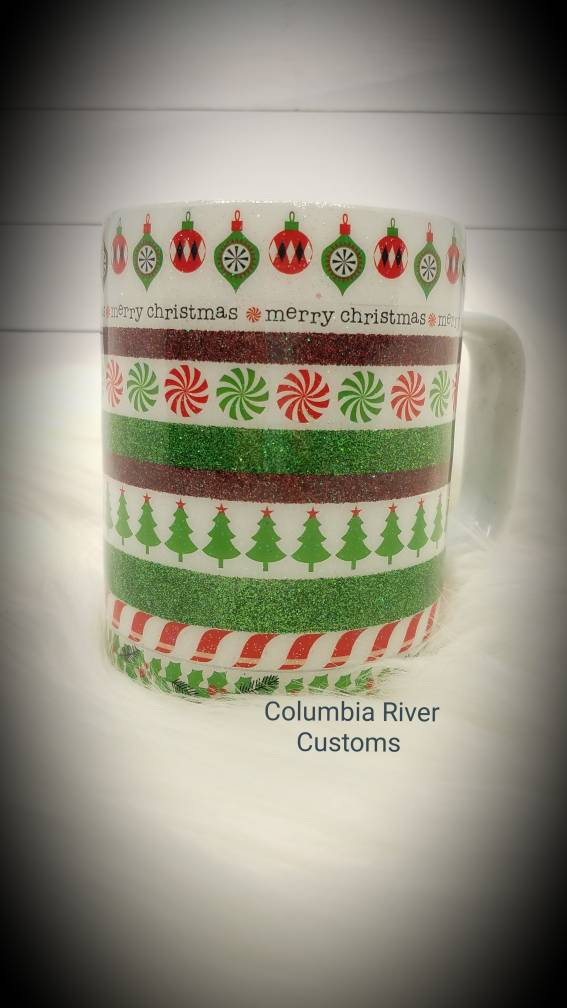 Christmas Ornaments and Stripes Mug picture