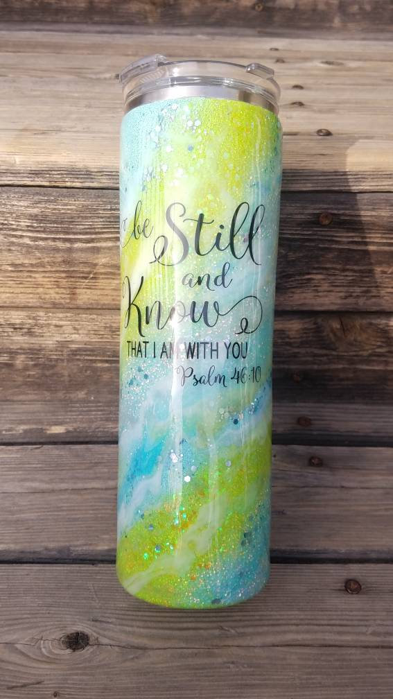 Be Still Milky Way Custom Glitter Tumbler picture