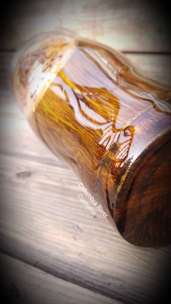 Single Action Shooting Society SASS Woodgrain Tumbler with Wanted Sign picture