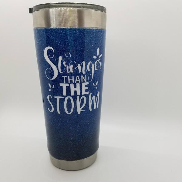 Stronger Than the Storm Customized Glitter Tumbler picture