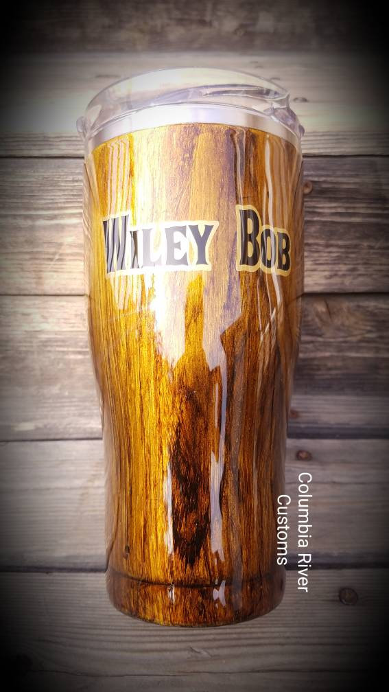 Single Action Shooting Society SASS Woodgrain Tumbler with Wanted Sign picture