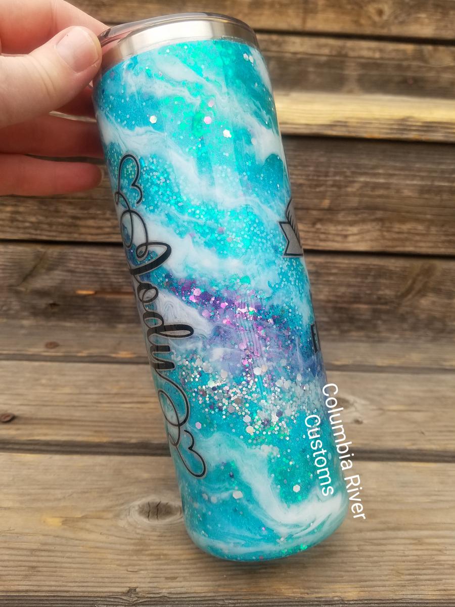 I Crochet Because Punching People is Frowned Upon Glitter Milky Way Tumbler picture