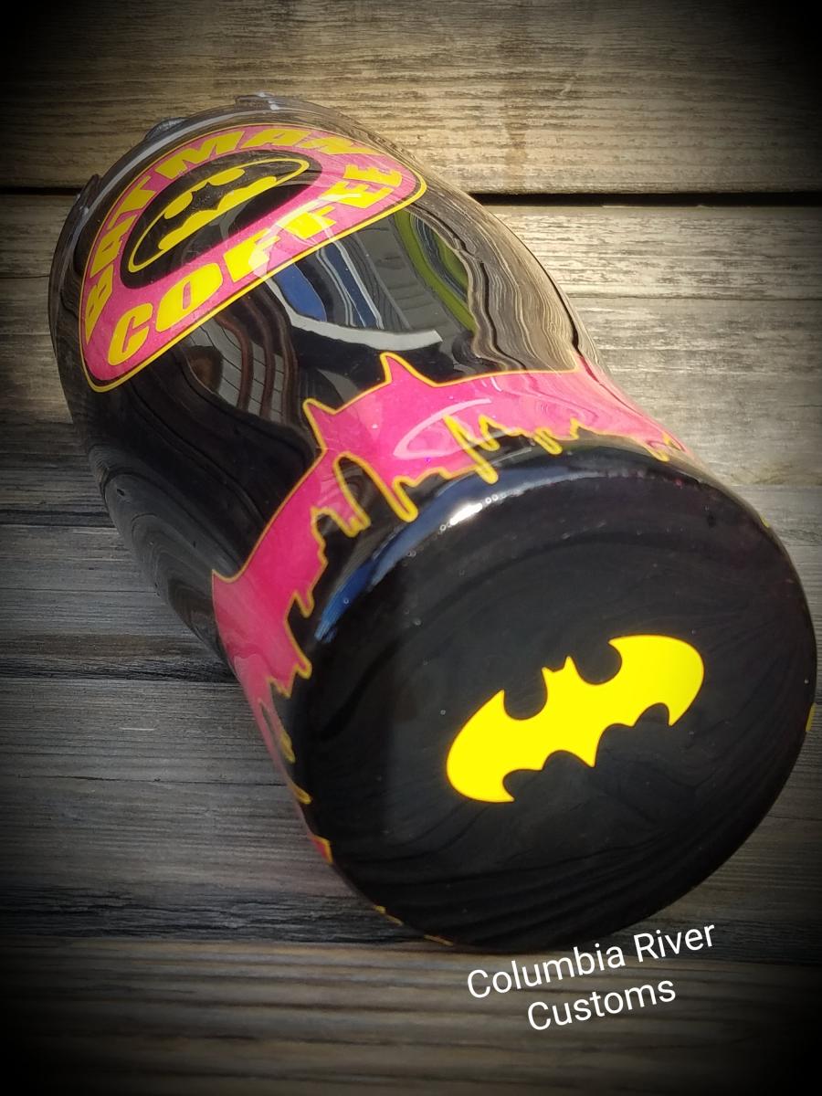 Bright Pink Batman Glitter Tumbler picture