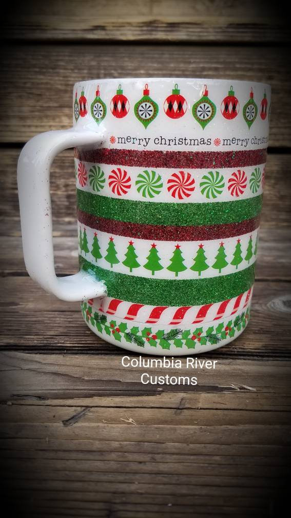 Christmas Ornaments and Stripes Mug picture