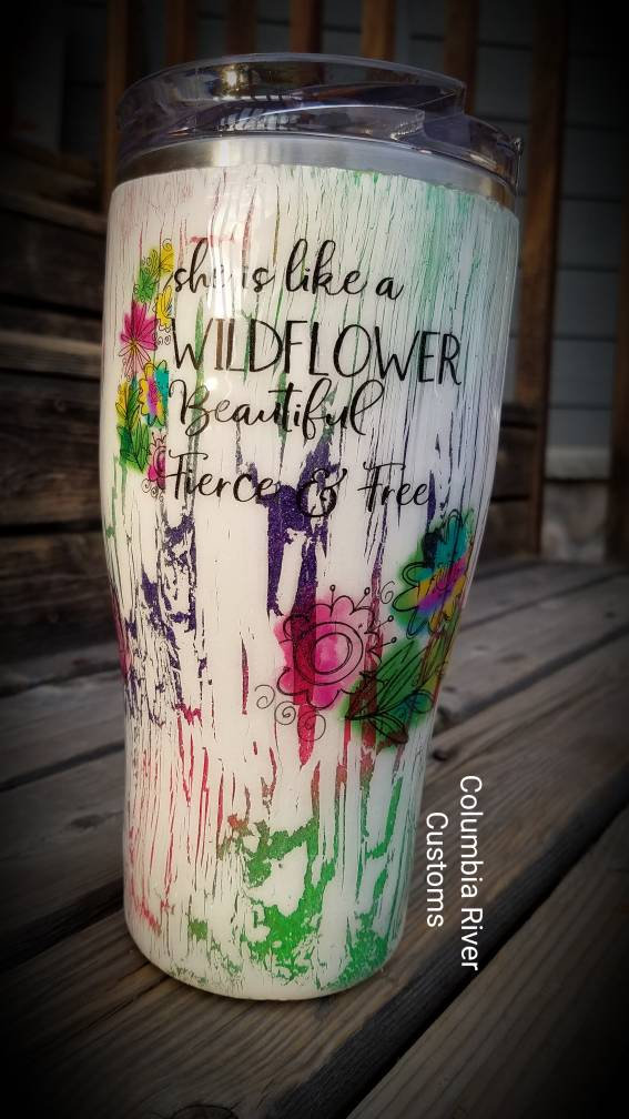 Shabby Chic, Peekaboo, Crackle Custom Glitter Tumbler picture