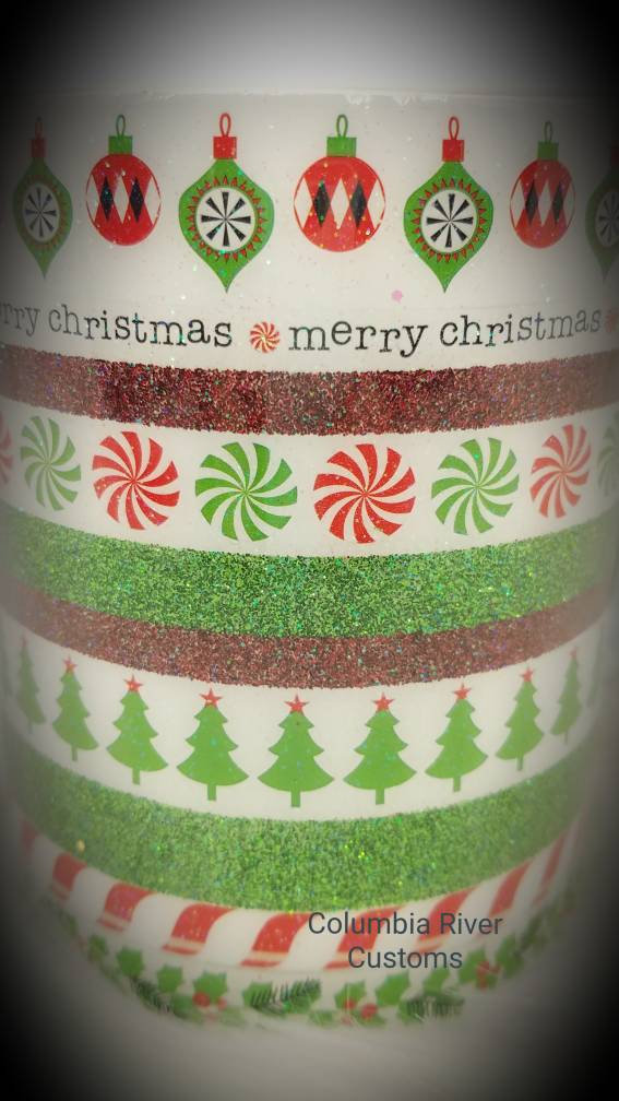 Christmas Ornaments and Stripes Mug picture