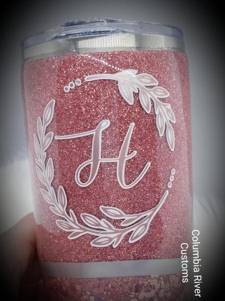 Rose Gold Glitter Tumbler She is Clothed with Strength picture