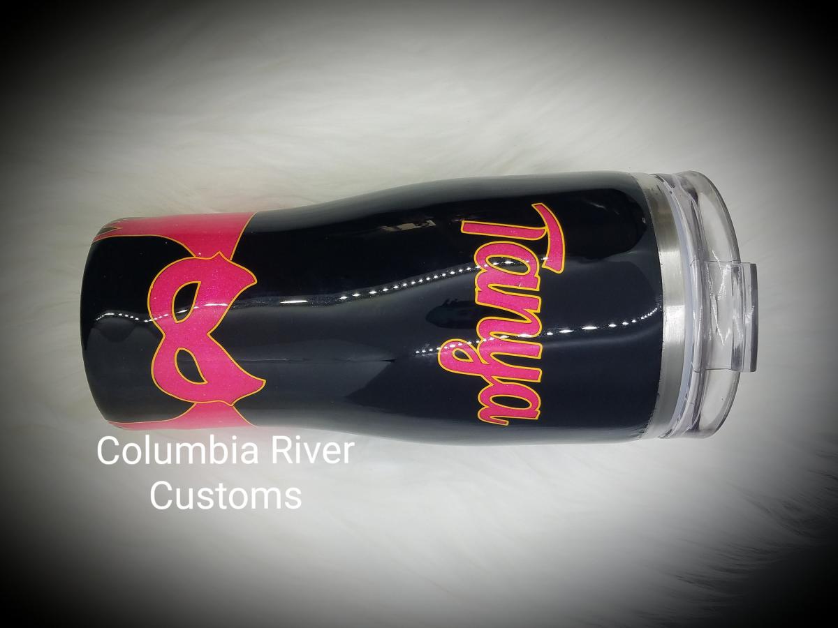 Bright Pink Batman Glitter Tumbler picture