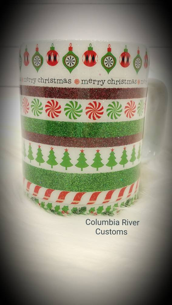 Christmas Ornaments and Stripes Mug picture