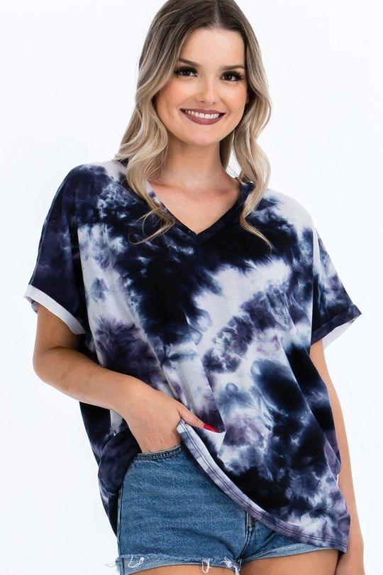 Tie Dye V-Neck Short Sleeve