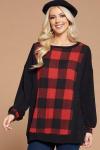 Plus Size Buffalo Plaid Tunic Pullover