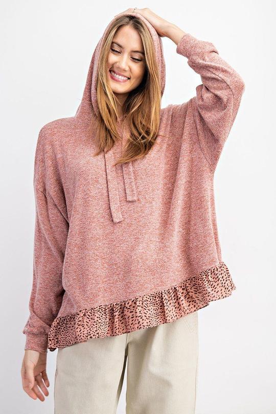 Animal Print Ruffled Hem Pullover