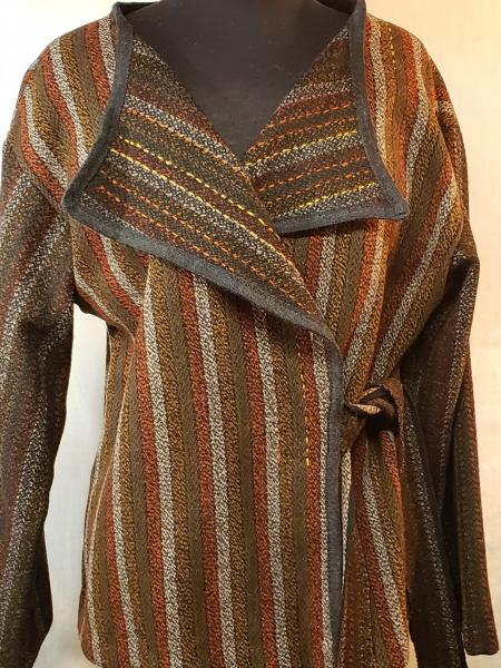 Brown wool jacket with stitching accents