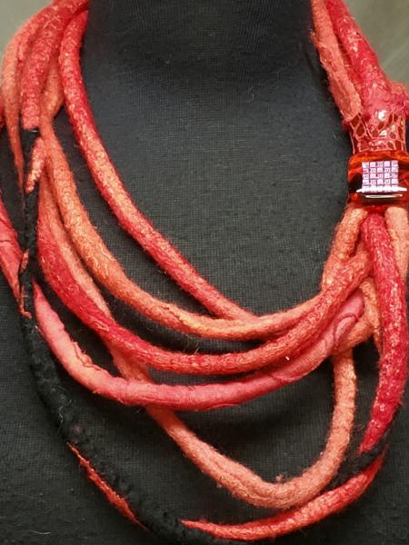 Red felt rope necklace