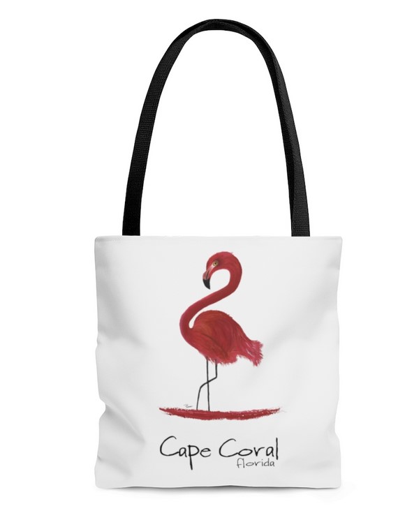 Red Flamingo Beach Tote Bag