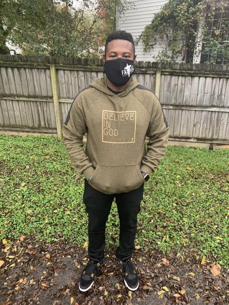 "Believe In God" Hoodie - Army Green w/Gold picture