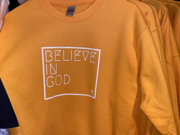 "Believe In God" Sweatshirt - Gold w/White