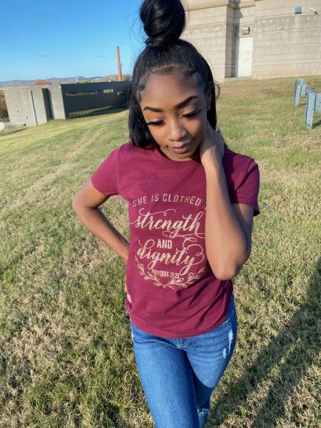 "Proverbs 31" T-shirt - Burgundy w/Gold picture