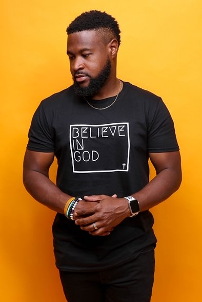 "Believe In God" T-shirt - Black w/White picture