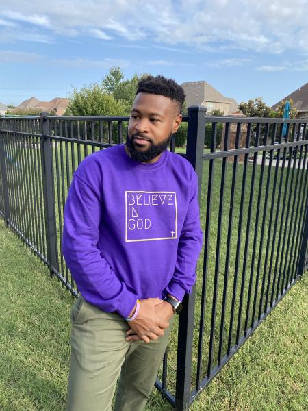 "Believe In God" Sweatshirt - Purple w/Gold picture