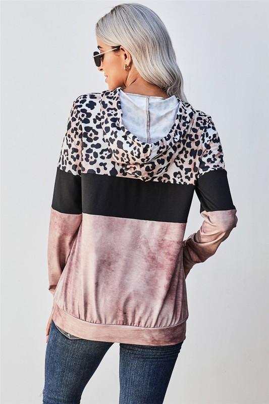 Leopard Contrast Hoodie - 2XL