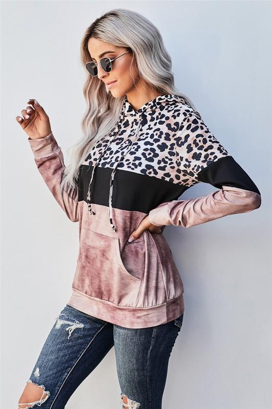 Leopard Contrast Hoodie