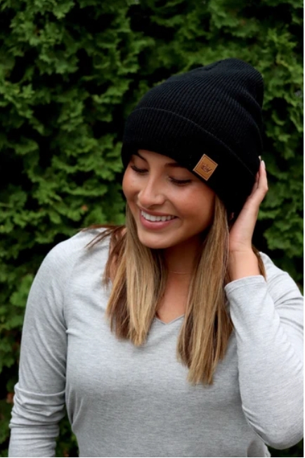 Black Fleece Lined Beanie