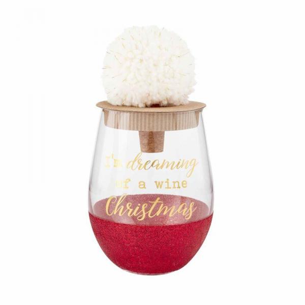 XMAS GLITTER WINE GLASS