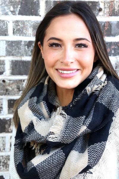 Black & Tan Plaid Infinity Scarf