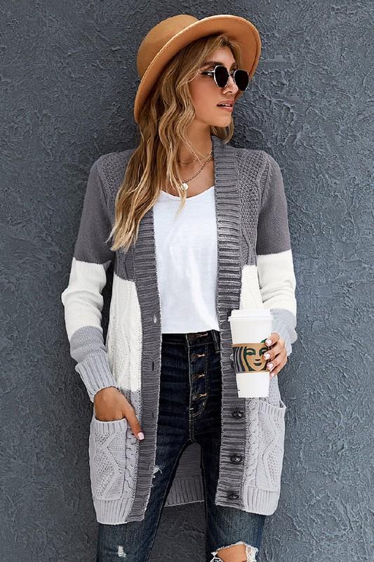 Color Block Cardigan - SMALL