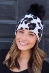 White Leopard Fleece Lined Beanie