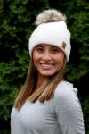 Cream Fleece Lined Beanie with PomPom