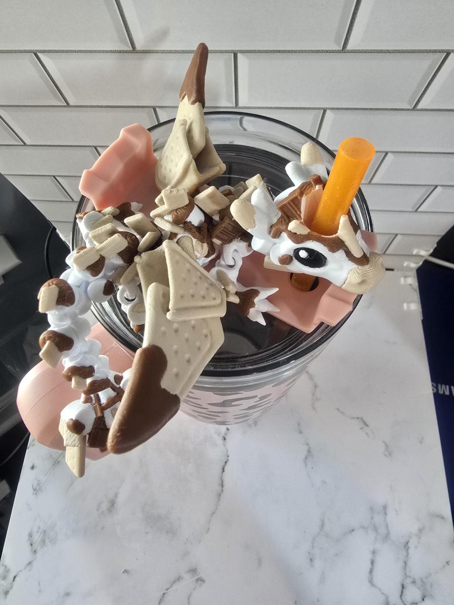 S'mores Winged Dragon - Multi-color Large Straw Topper picture