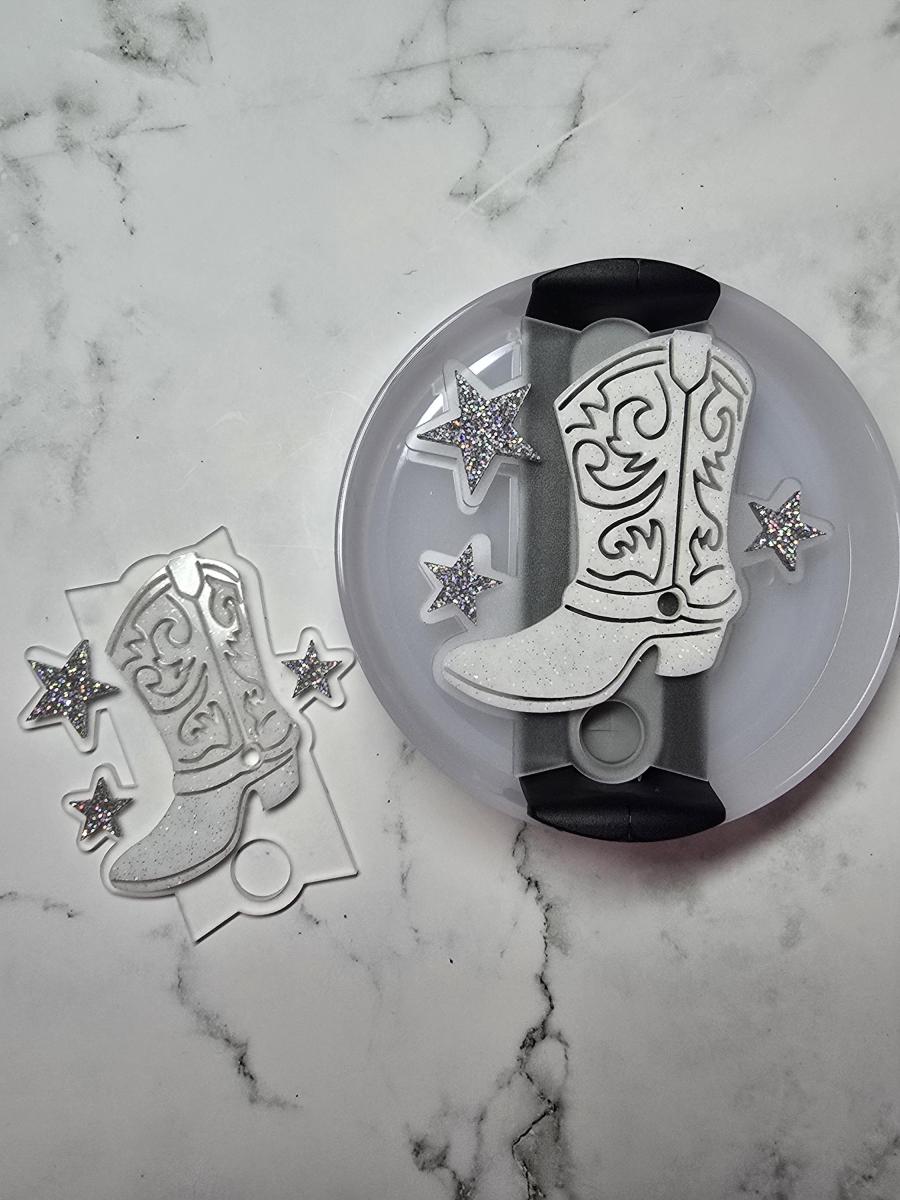 Cowboy / Cowgirl Boot- Tumbler Lid Tag 2.0 Lid Style picture