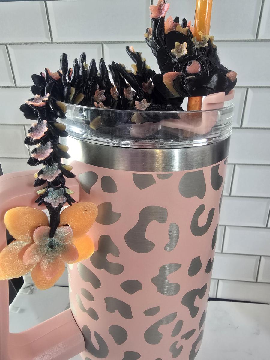 Autumn Cherry Blossom Dragon - Multi-color Large Straw Topper picture