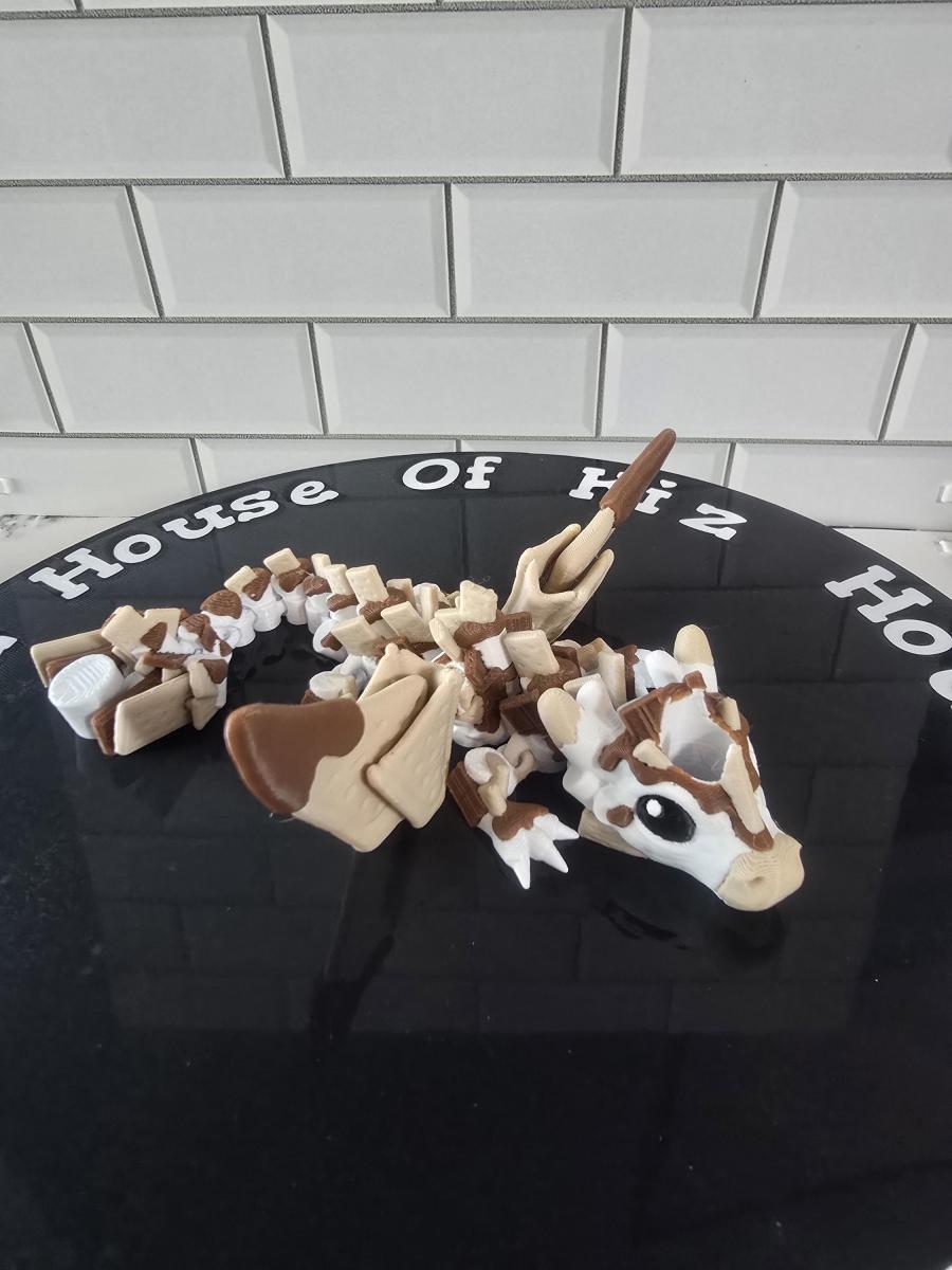 S'mores Winged Dragon - Multi-color Large Straw Topper picture