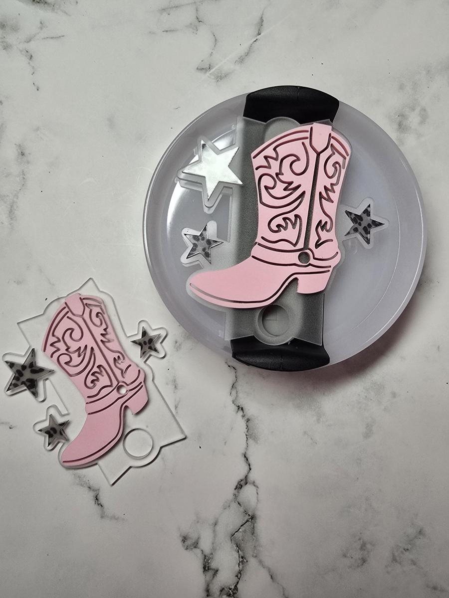 Cowboy / Cowgirl Boot- Tumbler Lid Tag 2.0 Lid Style picture